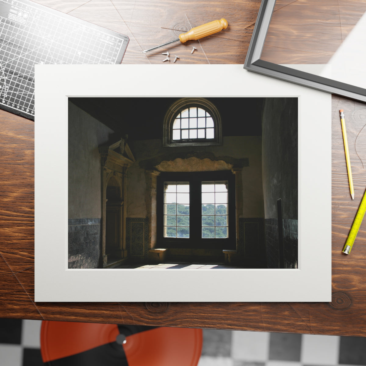 Fine Art Print with Passepartout — Moody Window Interior Photography