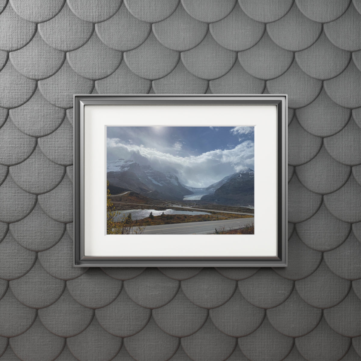 Mountain Lake Fine Art Print with Passepartout Frame — Scenic Landscape Wall Art