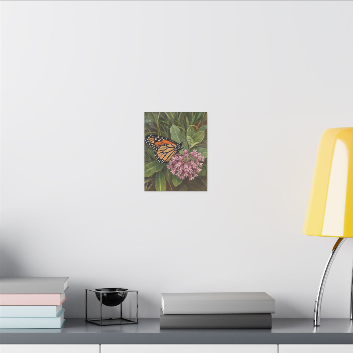 Monarch Butterfly on Pink Milkweed — Matte Stretched Canvas Wall Art