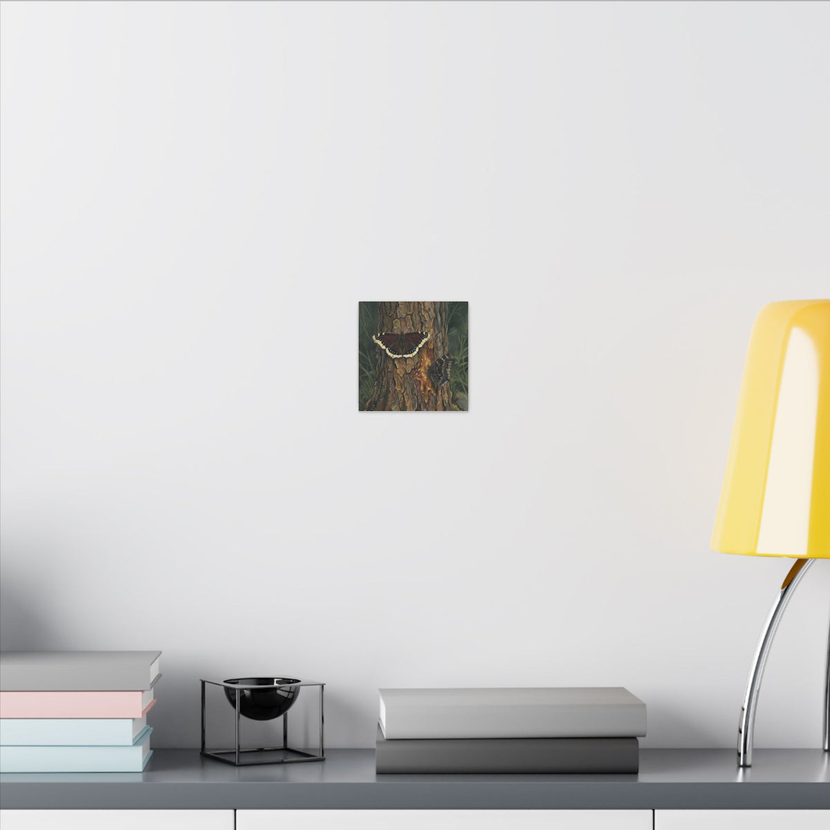 Tree Bark & Morning Cloak Butterfly Matte Canvas Wall Art – Nature-Inspired Stretched Canvas
