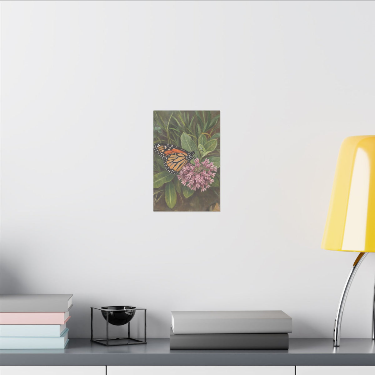 Monarch Butterfly on Pink Milkweed — Matte Stretched Canvas Wall Art