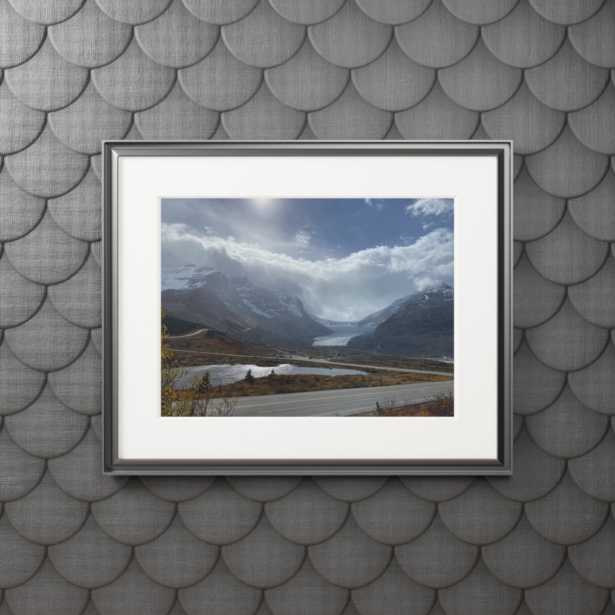 Mountain Lake Fine Art Print with Passepartout Frame — Scenic Landscape Wall Art