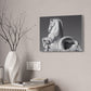 Stone Horse Sculpture Canvas Wall Art — Black & White Architectural Photography, 1.5" Stretched Canvas