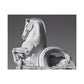 Stone Horse Sculpture Canvas Wall Art — Black & White Architectural Photography, 1.5" Stretched Canvas