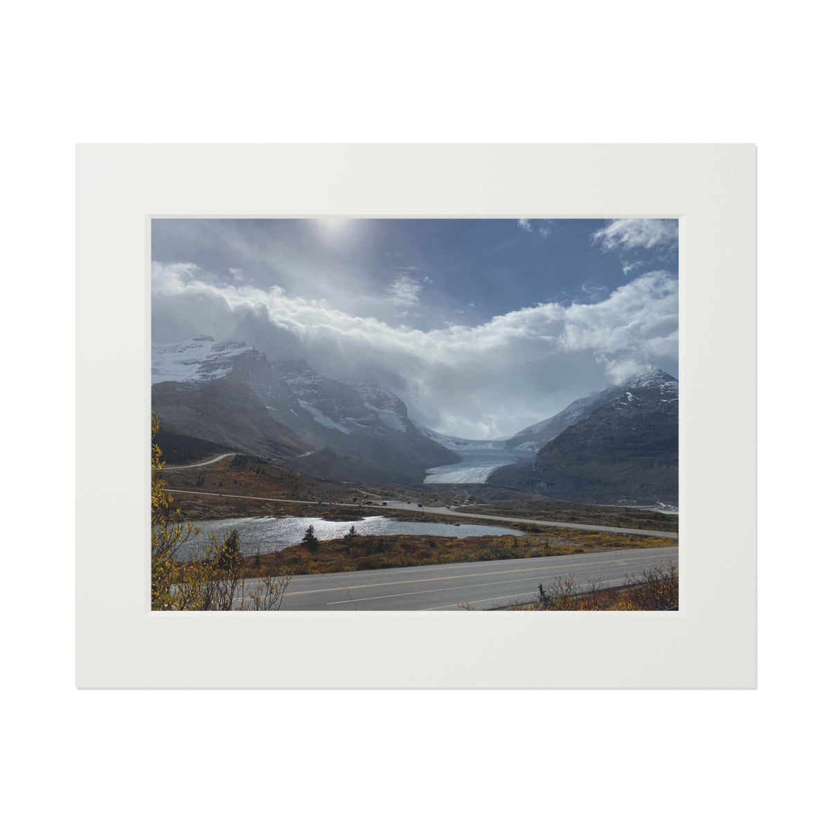 Mountain Lake Fine Art Print with Passepartout Frame — Scenic Landscape Wall Art